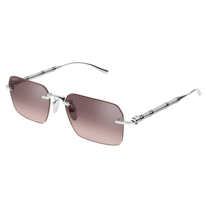 Gucci GG2154S unisex square rimless metal sunglasses three-quarter view