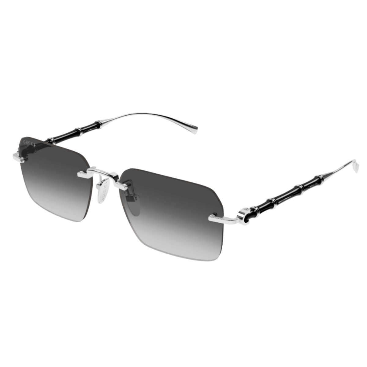 Gucci GG2154S unisex square rimless metal sunglasses three-quarter view