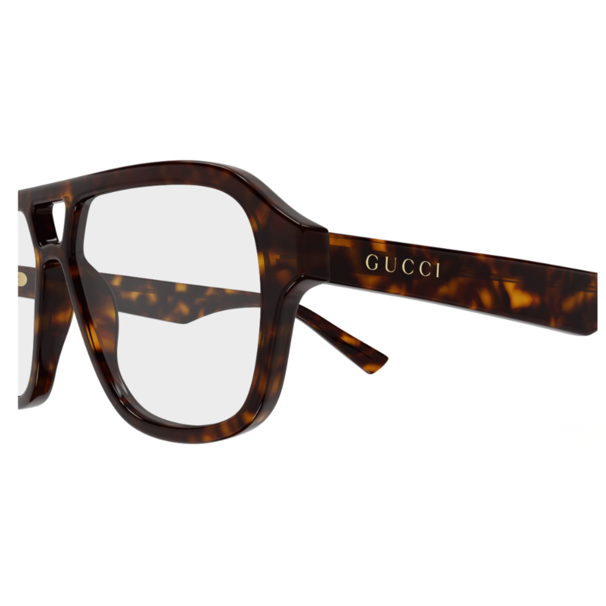 Gucci GG2183O-002 unisex acetate pilot optical frame hinge and temple construction close-up