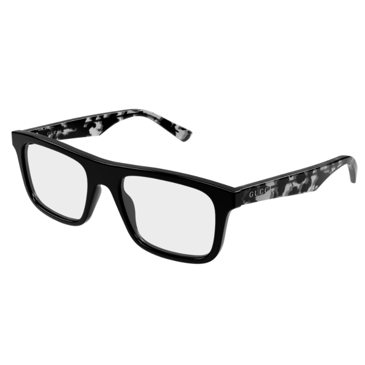 Gucci GG2184O 008 men's acetate rectangular optical frame three-quarter view
