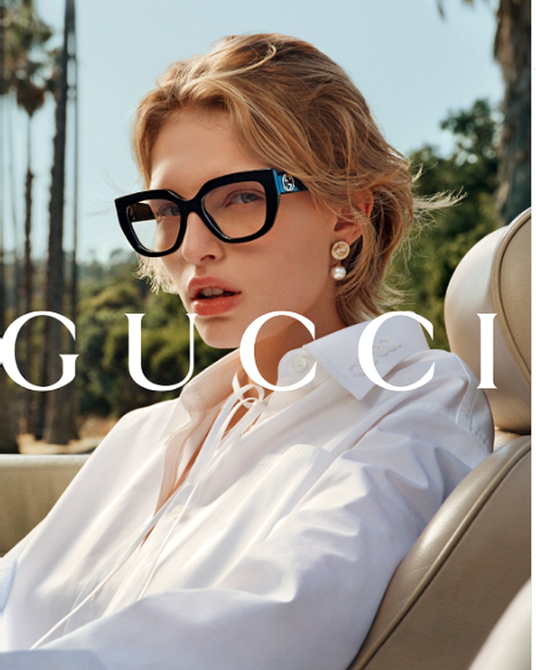 Gucci women’s eyewear featuring bold, iconic designer frames with luxury detailing—perfect for statement style, high-fashion looks, and everyday premium elegance.
