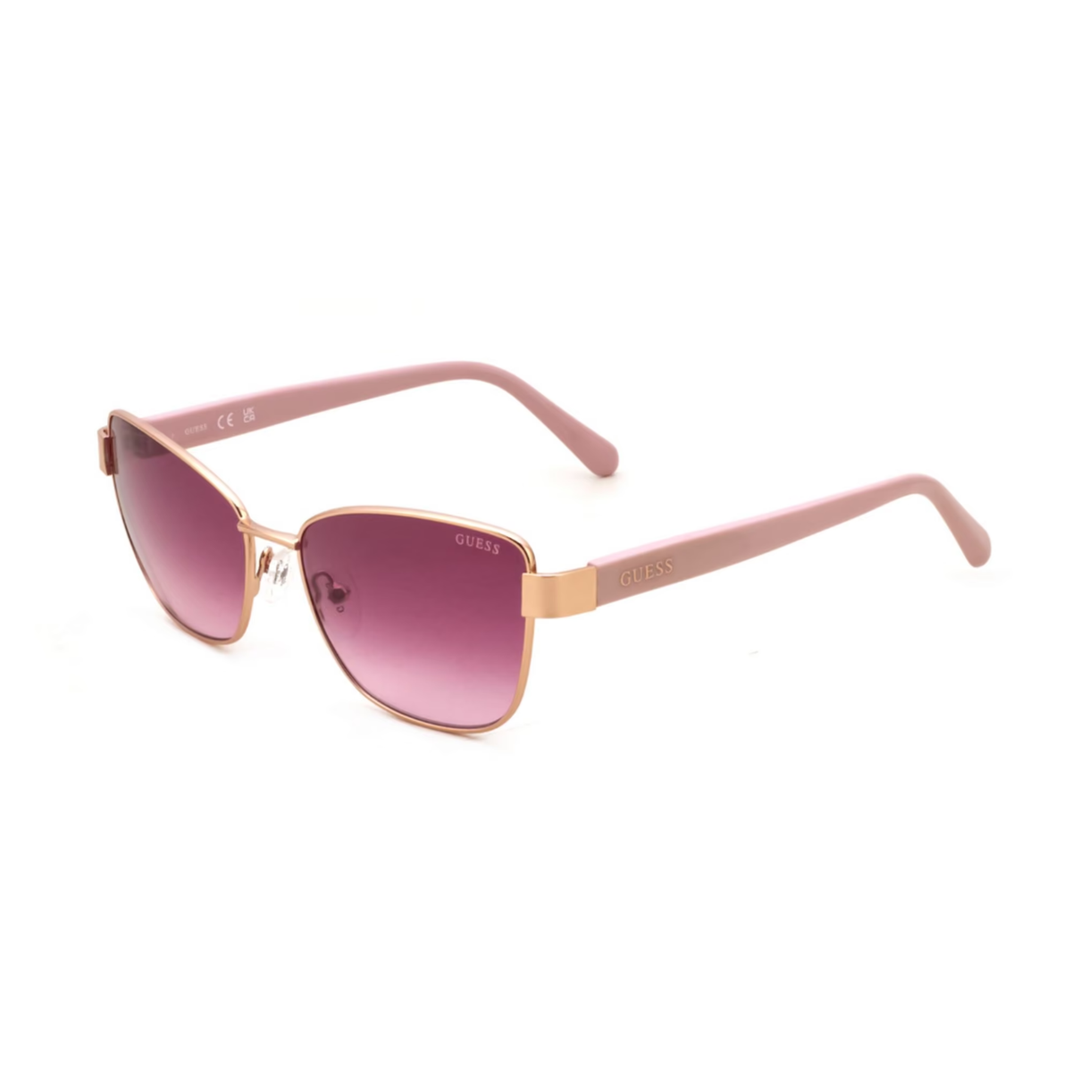 GUESS GU00339 womens butterfly sunglasses side profile showing pink temples