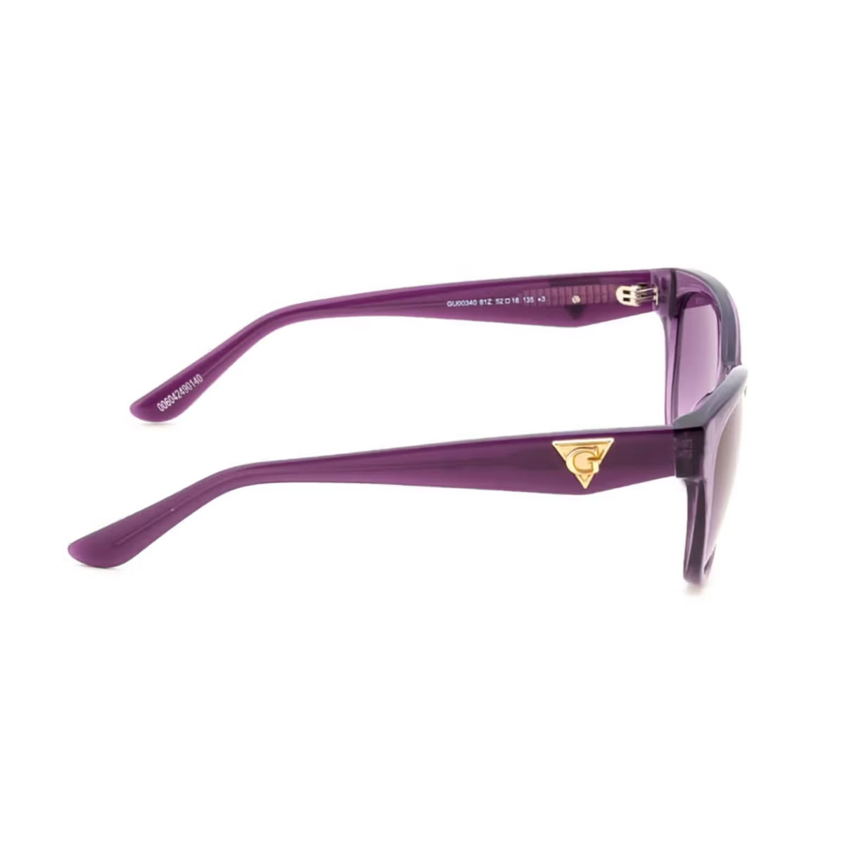 Guess GU00340 womens plastic cat eye sunglasses close-up of hinge and frame construction