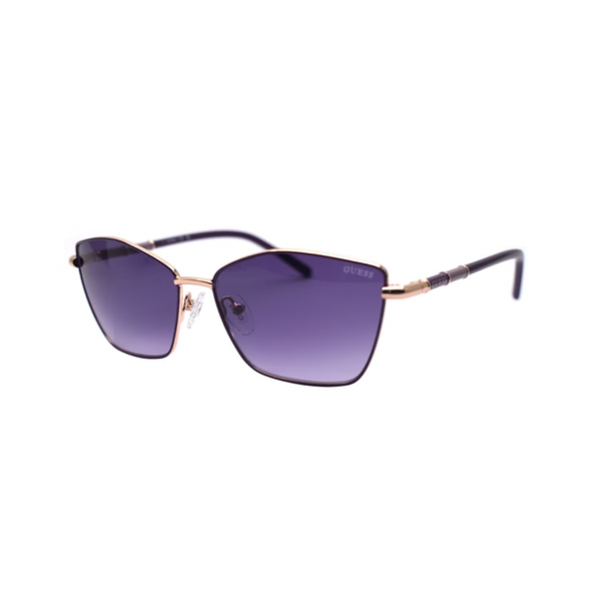 GUESS GU00346 women's square full-rim metal and acetate sunglasses three-quarter view