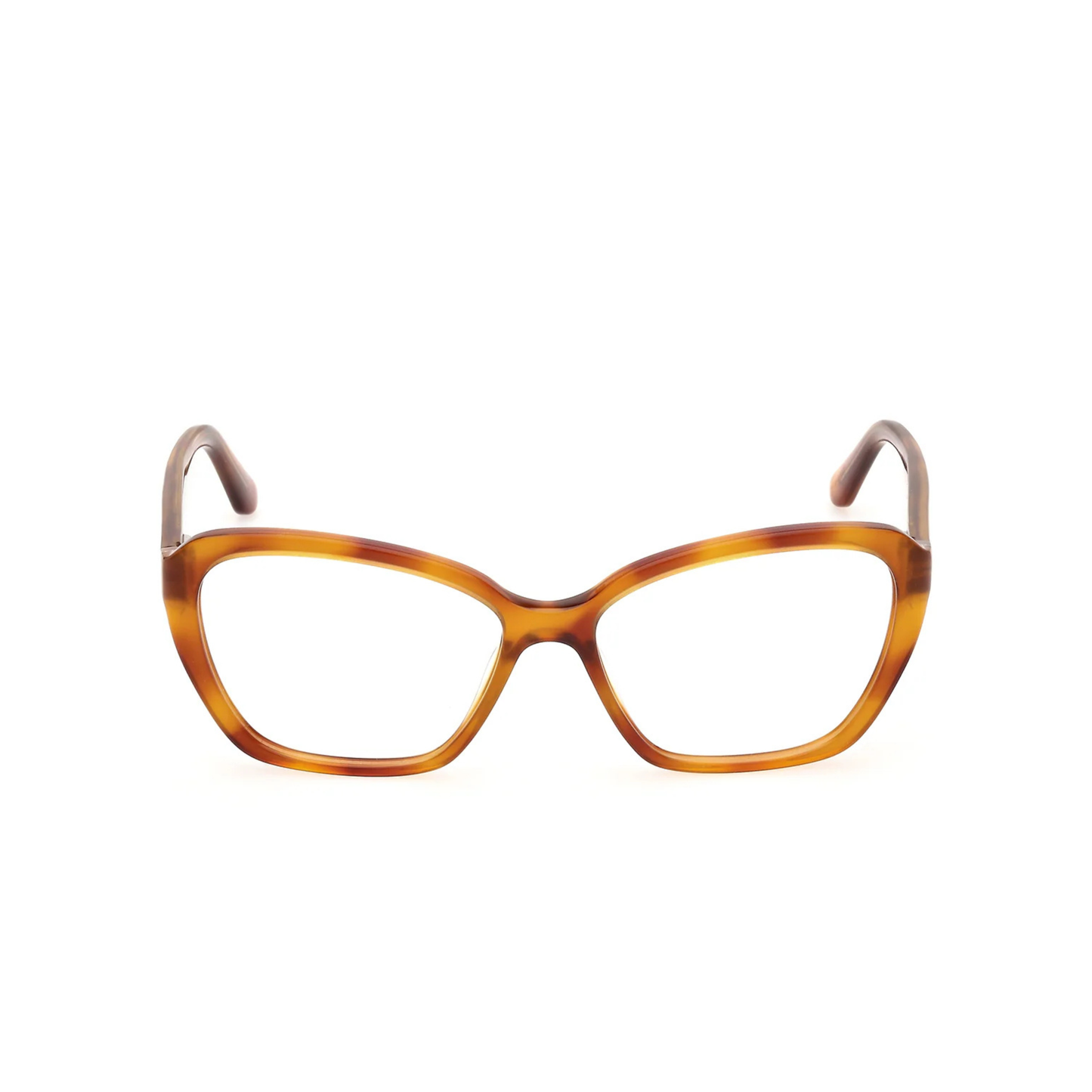 Guess GU50115 women's butterfly optical frame with lightweight plastic full-rim construction and designer styling. Front View 
