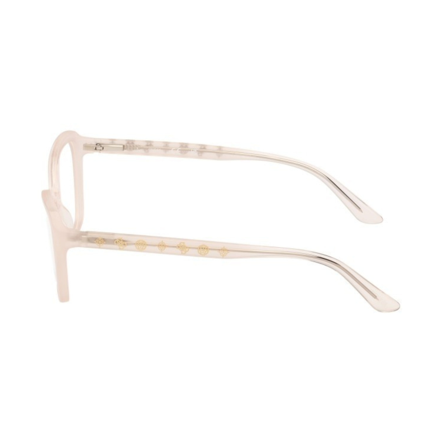 Guess GU50115 women's butterfly optical frame with lightweight plastic full-rim construction and designer styling. Side View 