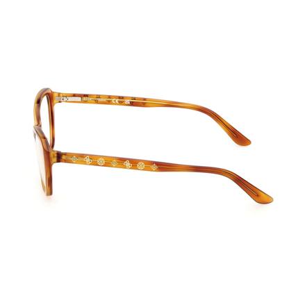 Guess GU50115 women's butterfly optical frame with lightweight plastic full-rim construction and designer styling. Side View 