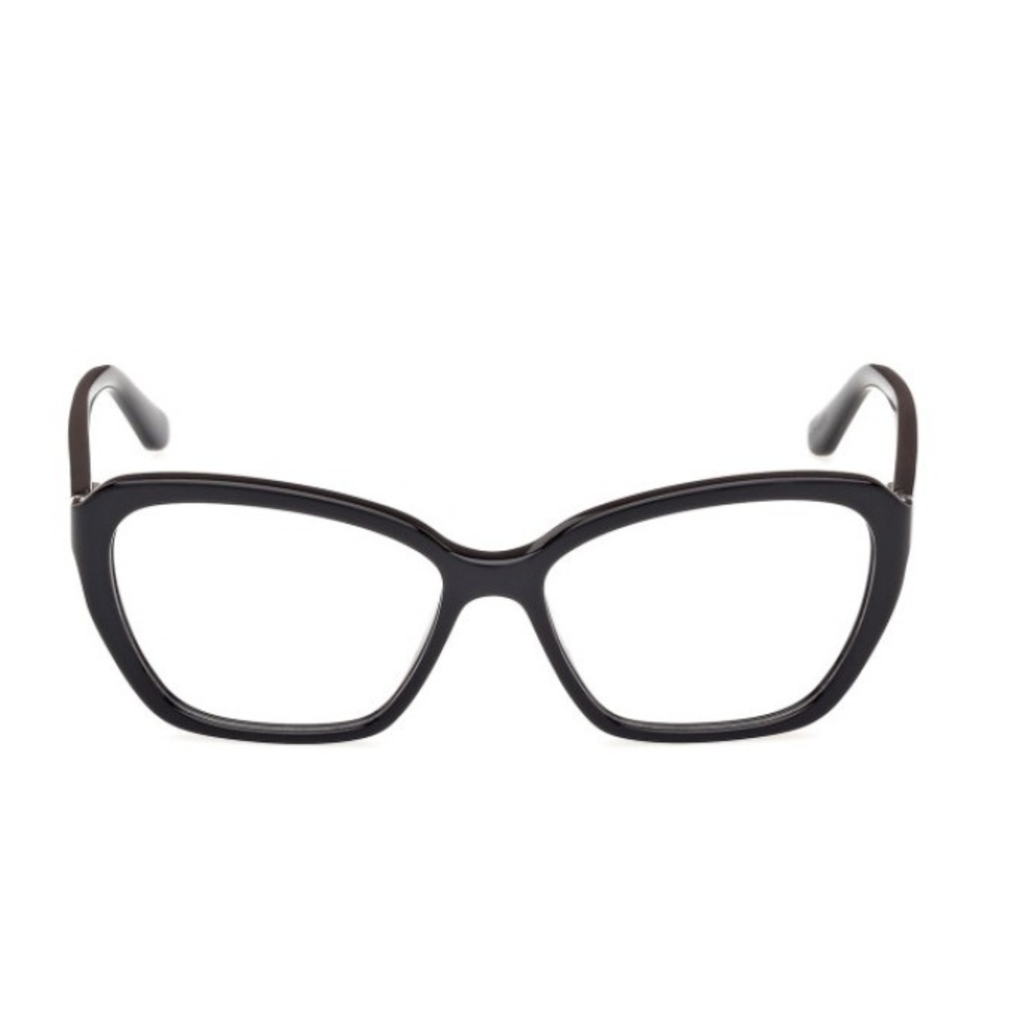 Guess GU50115 women's butterfly optical frame with lightweight plastic full-rim construction and designer styling. Front View 