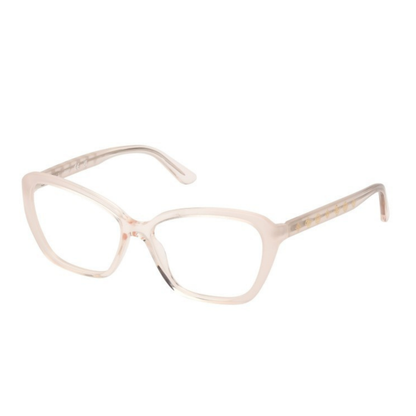Guess GU50115 women's butterfly optical frame with lightweight plastic full-rim construction and designer styling. Angle  View 