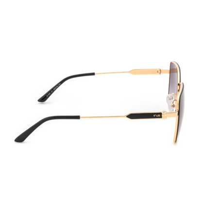 LightGold/MatteBlack IRUS S1387 women square sunglasses with gradient UV protection lenses and lightweight alloy metal frame
