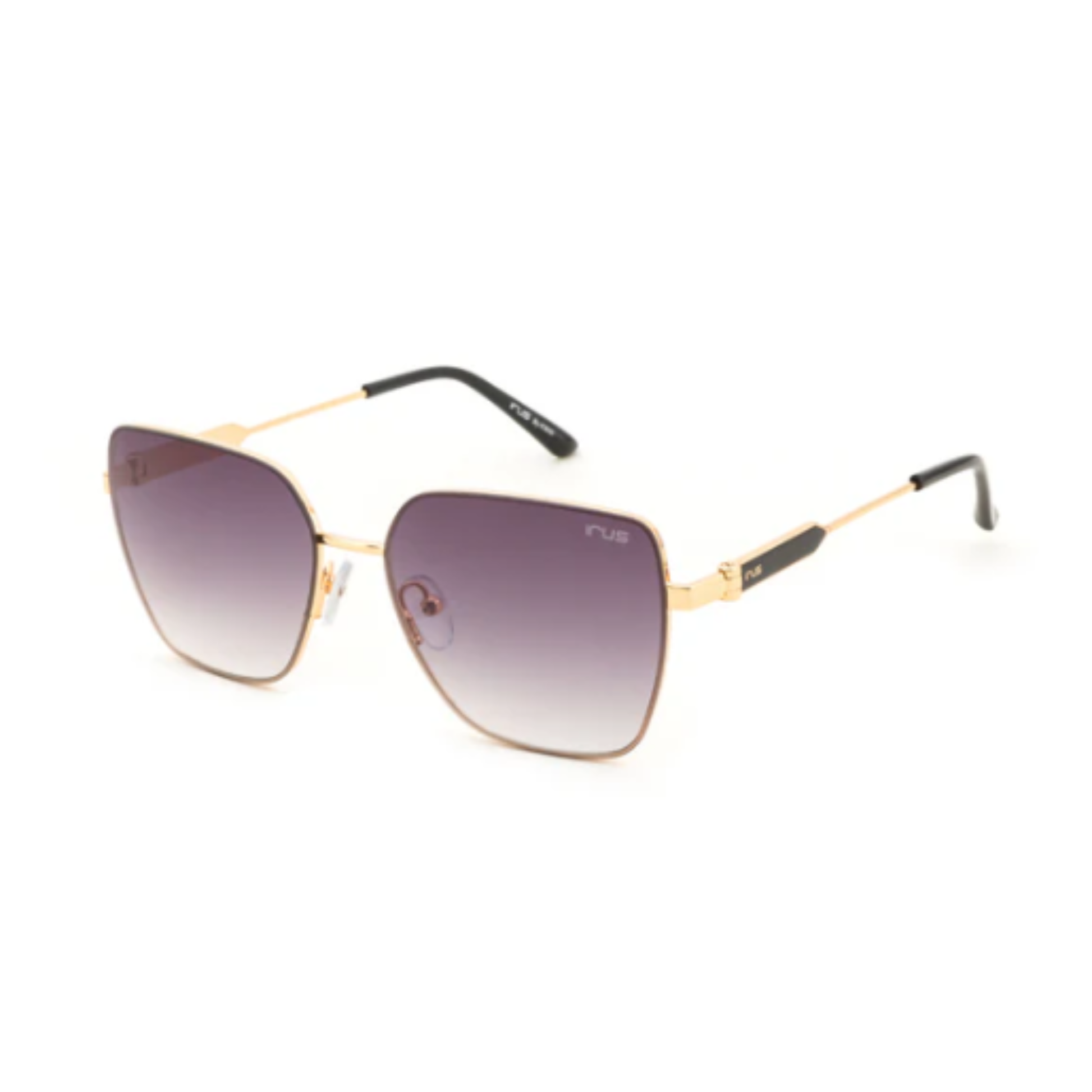 LightGold/MatteBlack IRUS S1387 women square sunglasses with gradient UV protection lenses and lightweight alloy metal frame
