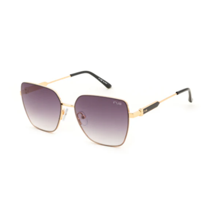 LightGold/MatteBlack IRUS S1387 women square sunglasses with gradient UV protection lenses and lightweight alloy metal frame
