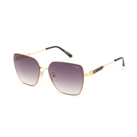 LightGold/MatteBlack IRUS S1387 women square sunglasses with gradient UV protection lenses and lightweight alloy metal frame