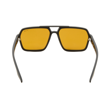 MatteBlackYellow IRUS S1566 unisex square sunglasses with lightweight full-rim design and UV protection
