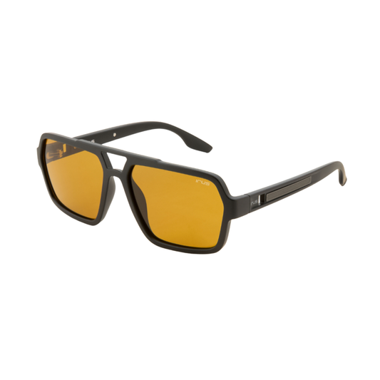 MatteBlackYellow IRUS S1566 unisex square sunglasses with lightweight full-rim design and UV protection