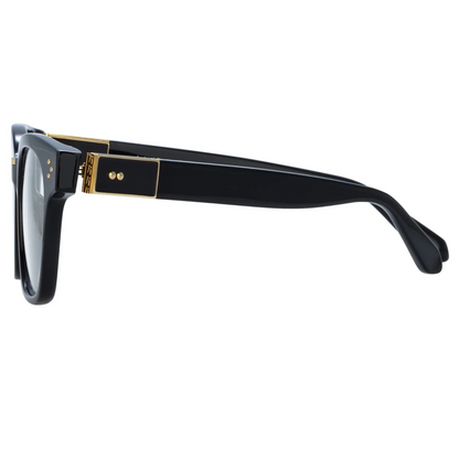 Linda Farrow LF1481 Sanchez square full frame acetate eyeglasses in black with clear lenses