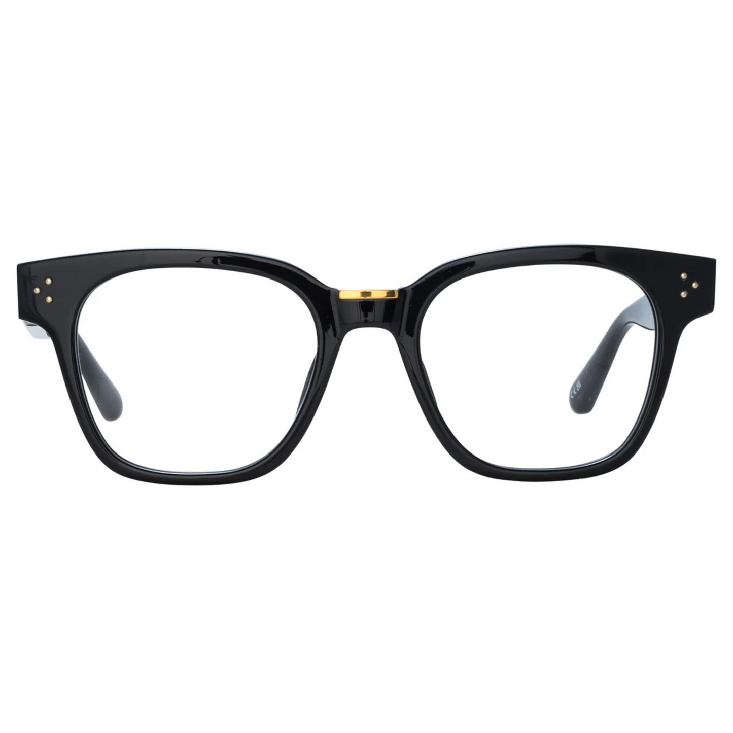 Linda Farrow LF1481 Sanchez square full frame acetate eyeglasses in black with clear lenses