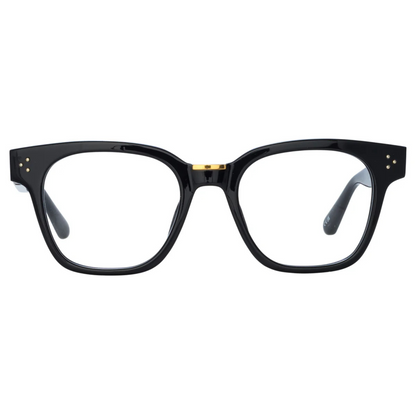 Linda Farrow LF1481 Sanchez square full frame acetate eyeglasses in black with clear lenses