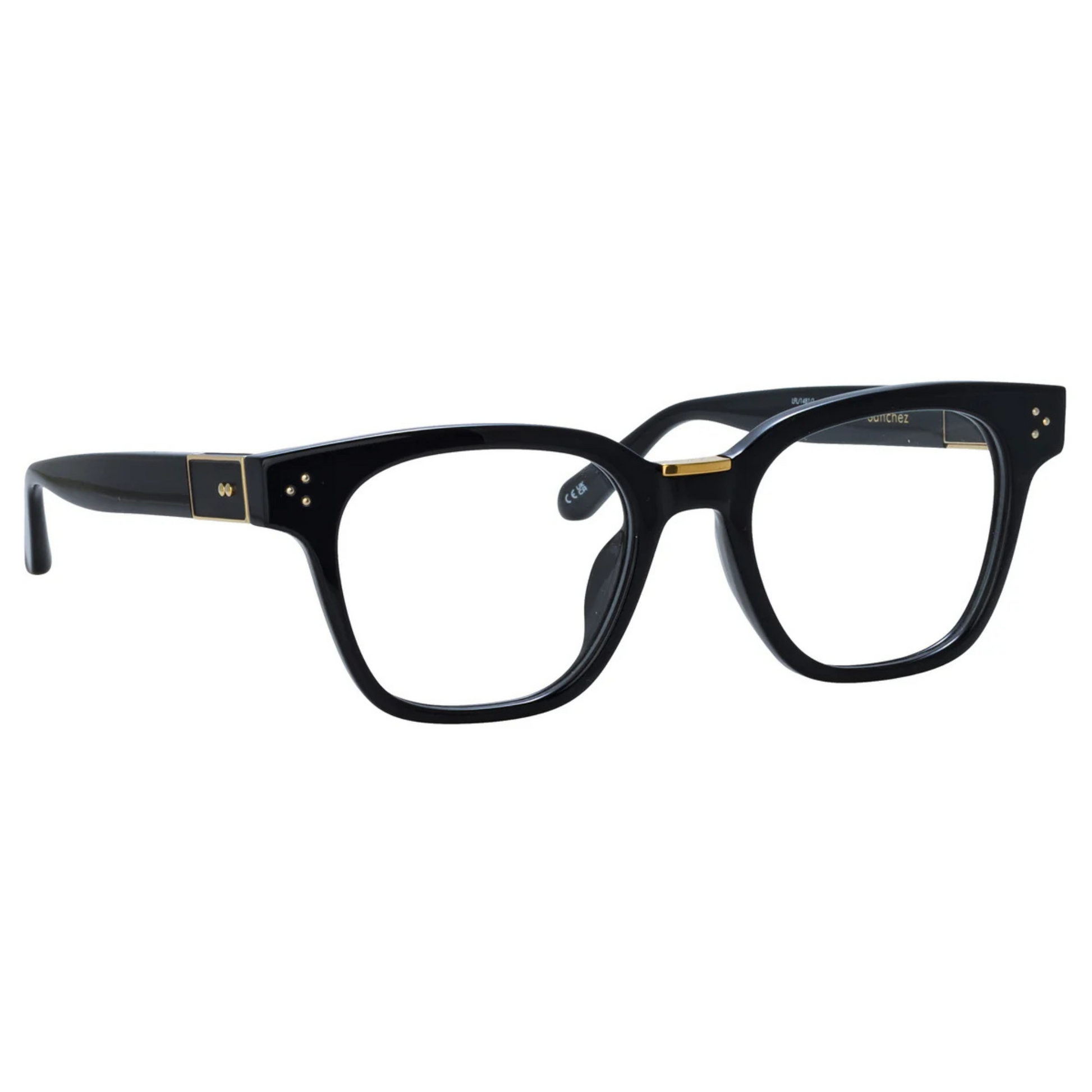 Linda Farrow LF1481 Sanchez square full frame acetate eyeglasses in black with clear lenses