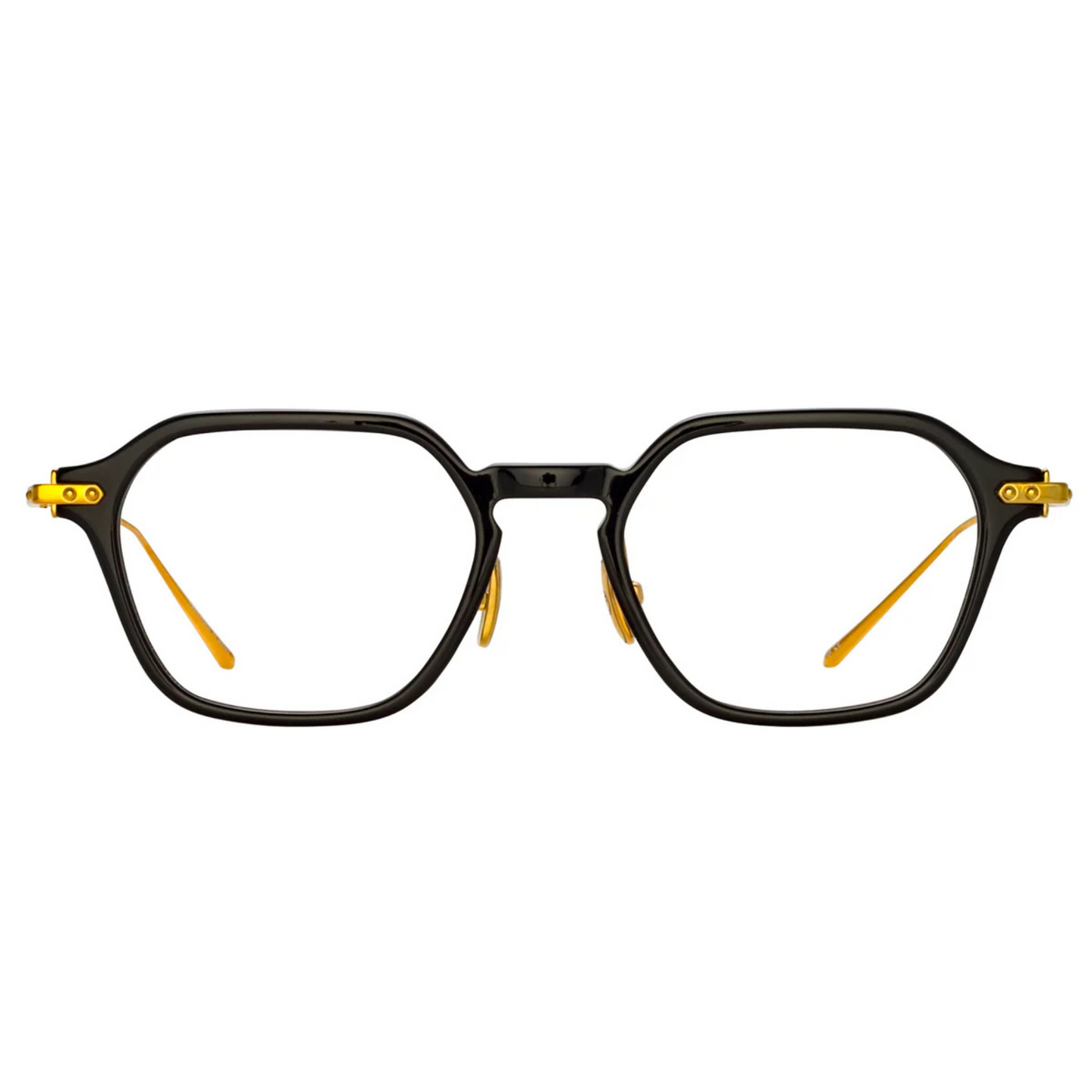 Linda Farrow LF87A Renzo Black Gold Oval Square Acetate Eyeglasses Frame