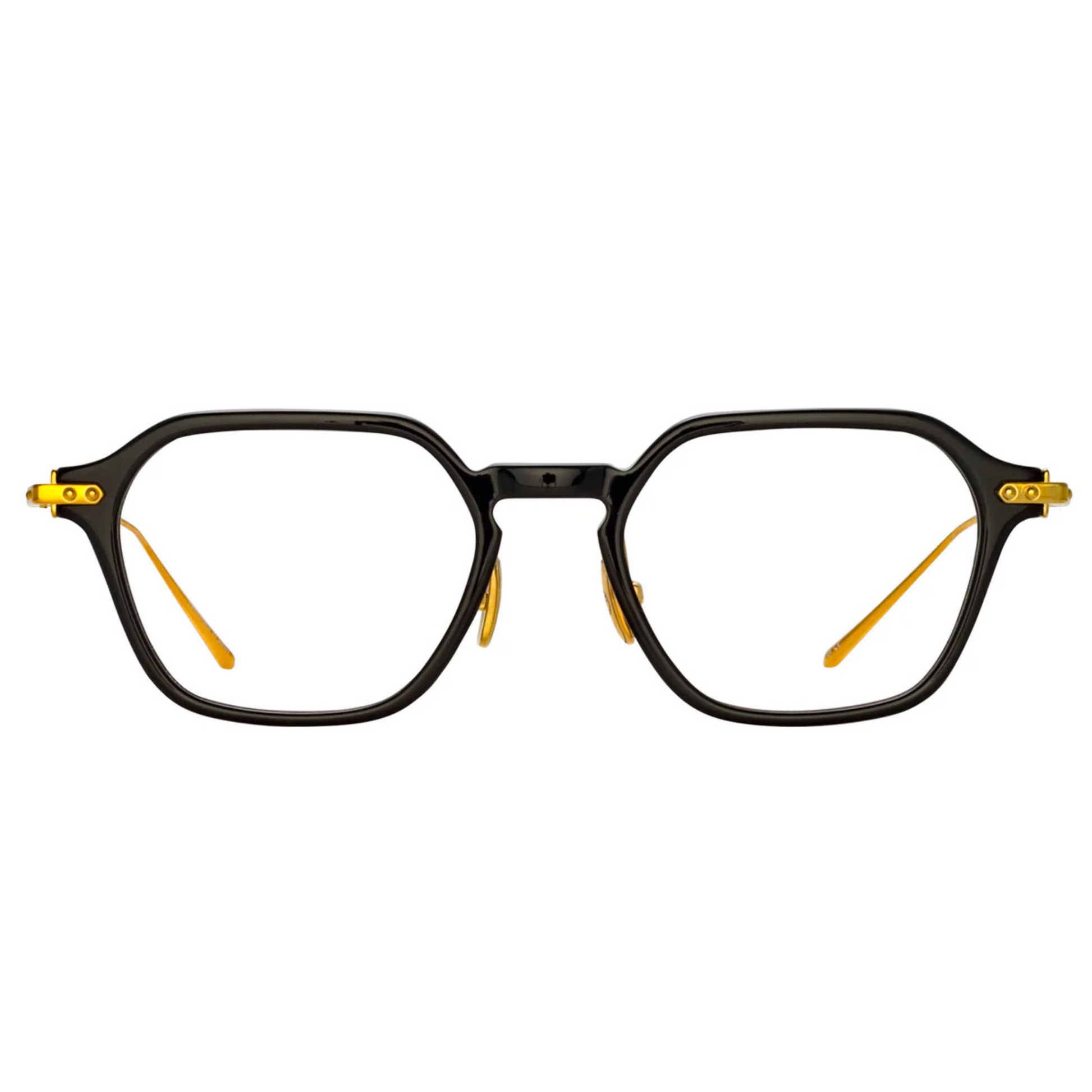 Linda Farrow LF87A Renzo Black Gold Oval Square Acetate Eyeglasses Frame
