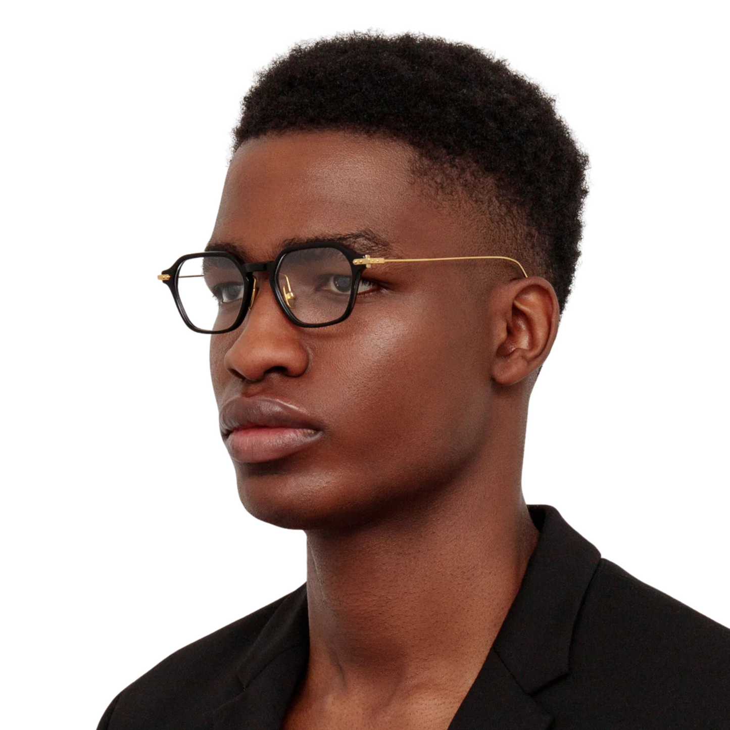 Linda Farrow LF87A Renzo Black Gold Oval Square Acetate Eyeglasses Frame