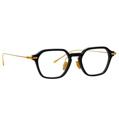 Linda Farrow LF87A Renzo Black Gold Oval Square Acetate Eyeglasses Frame