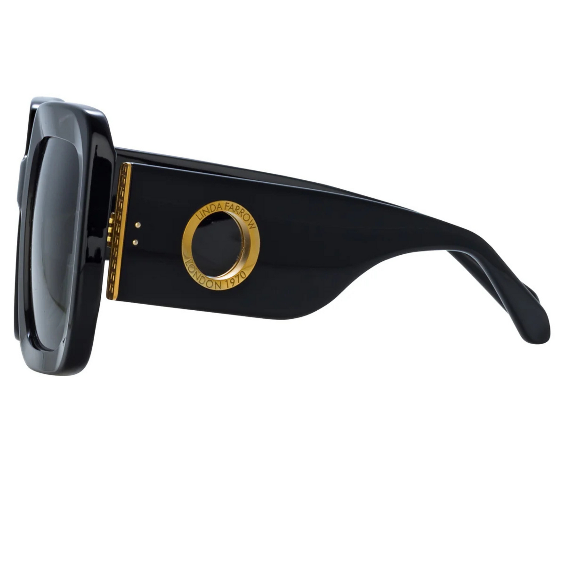 Linda Farrow LFL1464 Shelly Black Oversized Square Designer Sunglasses for Women