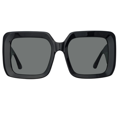 Linda Farrow LFL1464 Shelly Black Oversized Square Designer Sunglasses for Women
