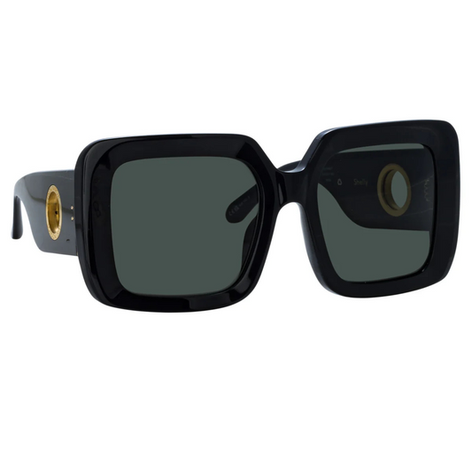 Linda Farrow LFL1464 Shelly Black Oversized Square Designer Sunglasses for Women