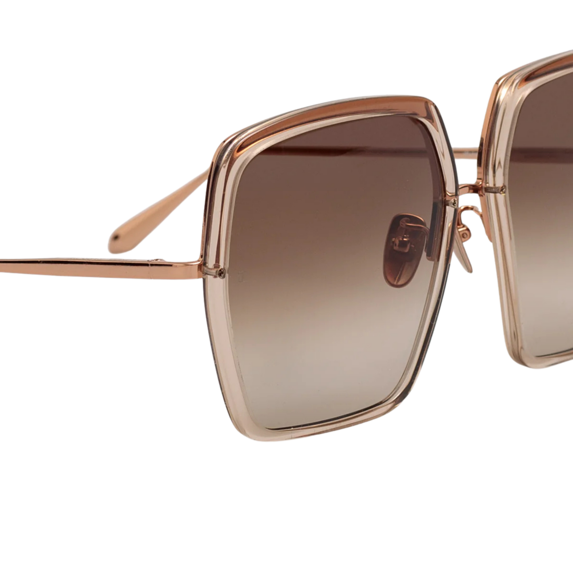 Linda Farrow LFL1499 Syan square full frame acetate sunglasses in rose gold with ash lenses