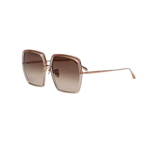 Linda Farrow LFL1499 Syan square full frame acetate sunglasses in rose gold with ash lenses