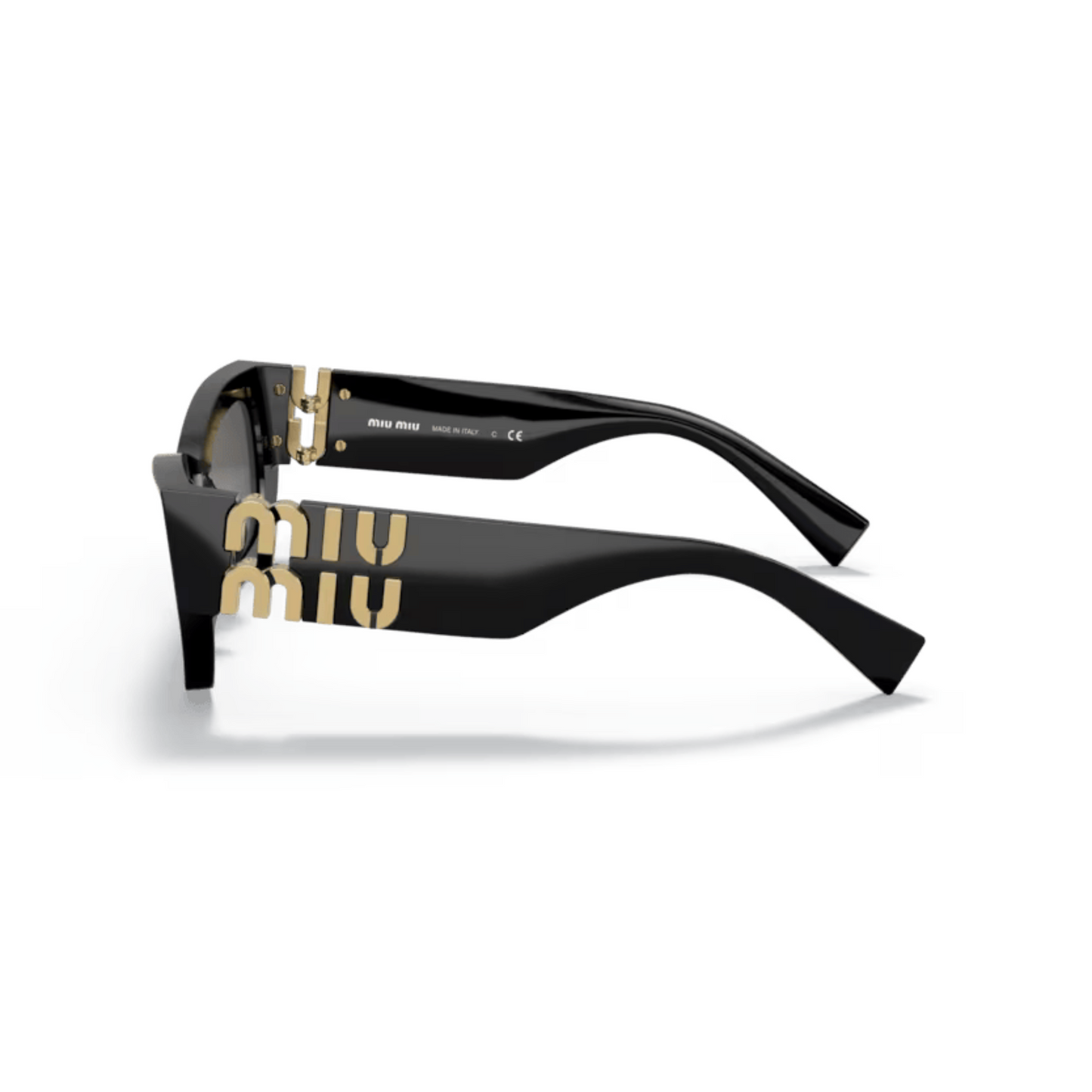Black/1AB5S0 Miu Miu MU09WS rectangle sunglasses in black  with a bold full-rim designer frame