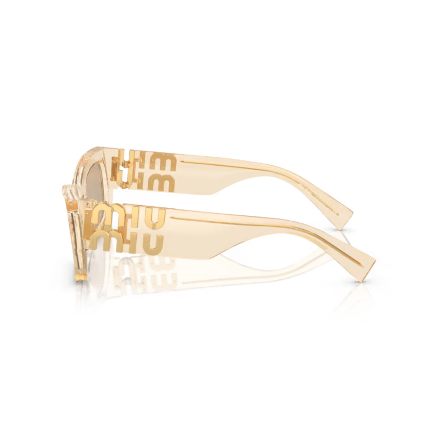 Sand Transparent/11T40F Miu Miu MU09WS rectangle sunglasses in transparent sand with a bold full-rim designer frame