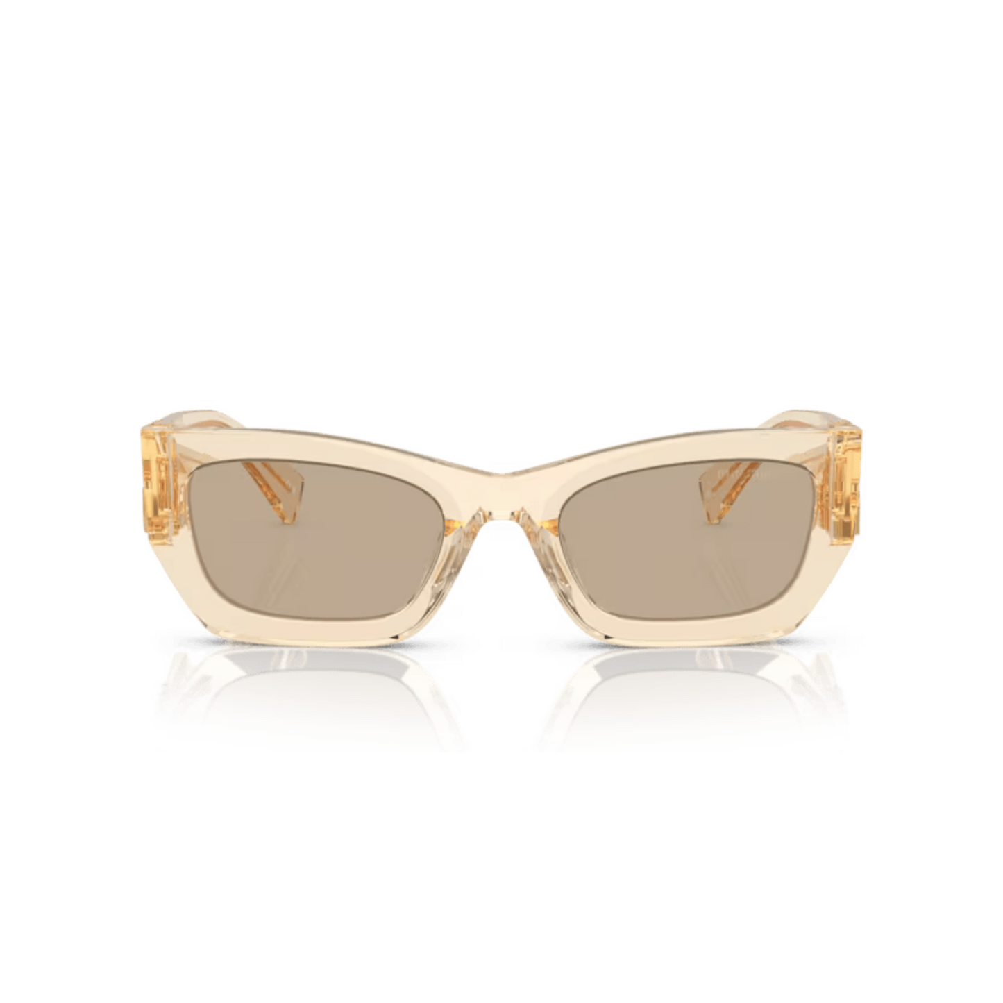 Sand Transparent/11T40F Miu Miu MU09WS rectangle sunglasses in transparent sand with a bold full-rim designer frame