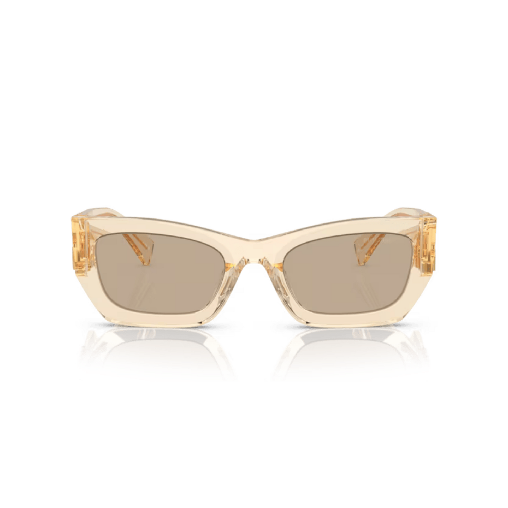 Sand Transparent/11T40F Miu Miu MU09WS rectangle sunglasses in transparent sand with a bold full-rim designer frame