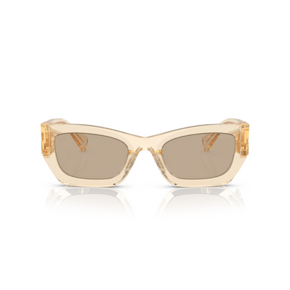 Sand Transparent/11T40F Miu Miu MU09WS rectangle sunglasses in transparent sand with a bold full-rim designer frame