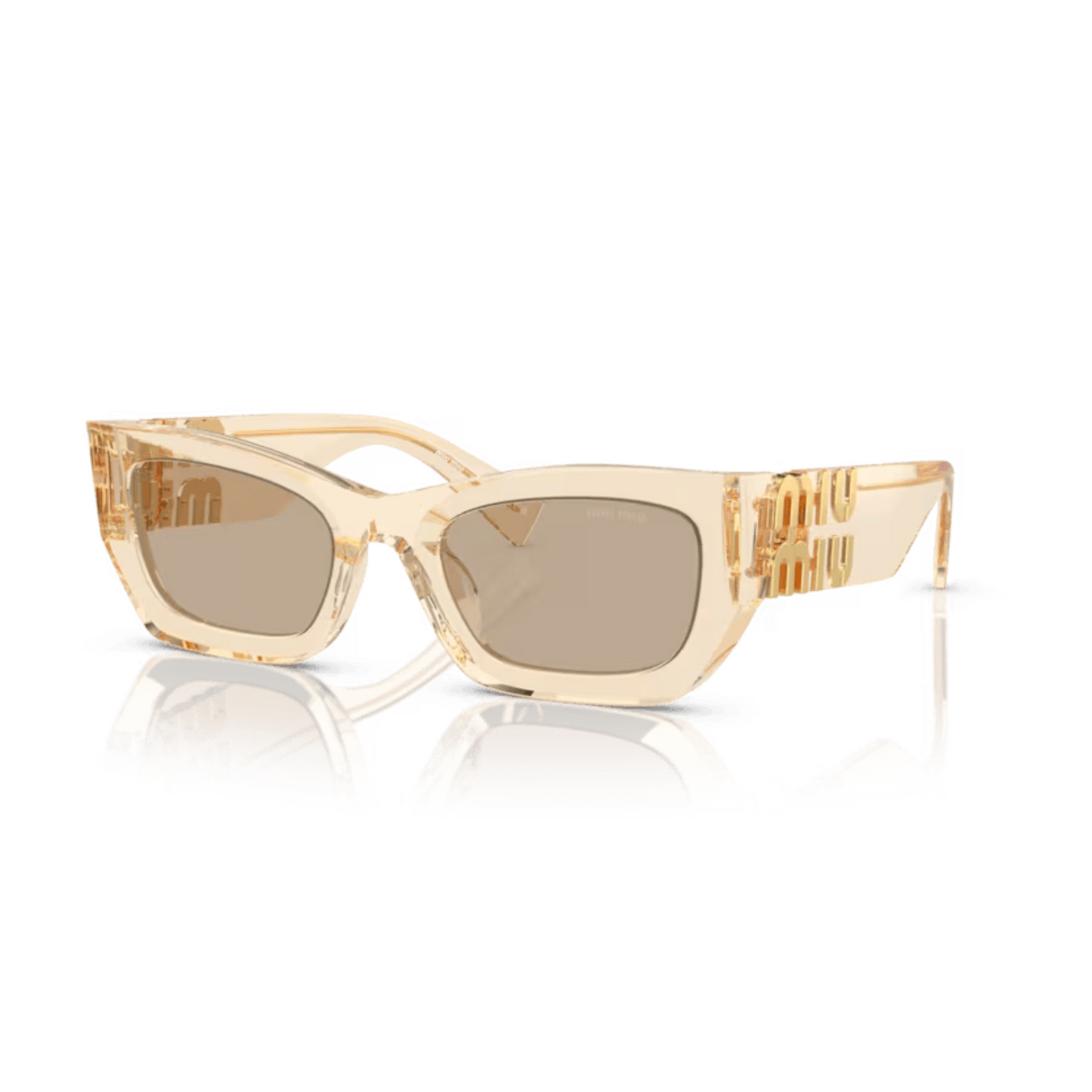 Sand Transparent/11T40F Miu Miu MU09WS rectangle sunglasses in transparent sand with a bold full-rim designer frame