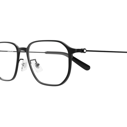 Mont Blanc men's metal geometric full-rim optical frame three-quarter view
