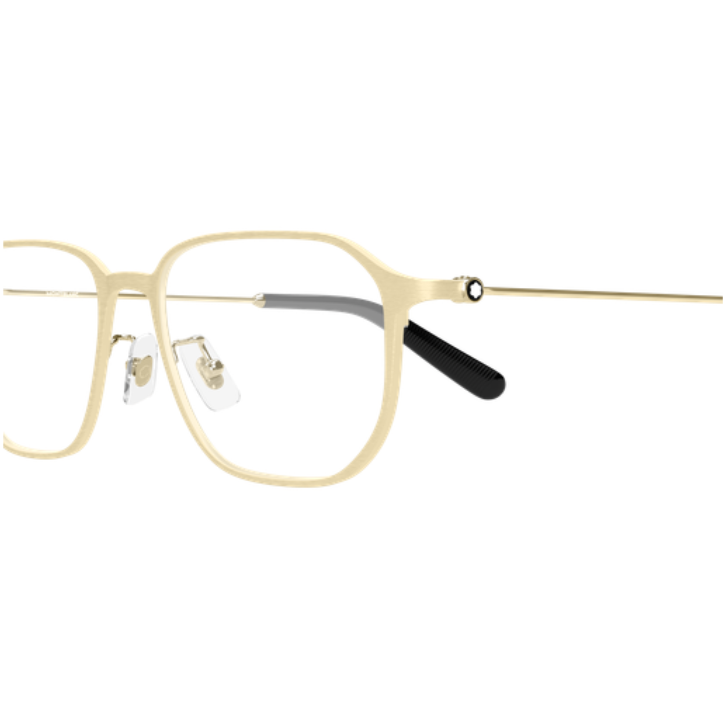 Mont Blanc men's metal geometric full-rim optical frame three-quarter view