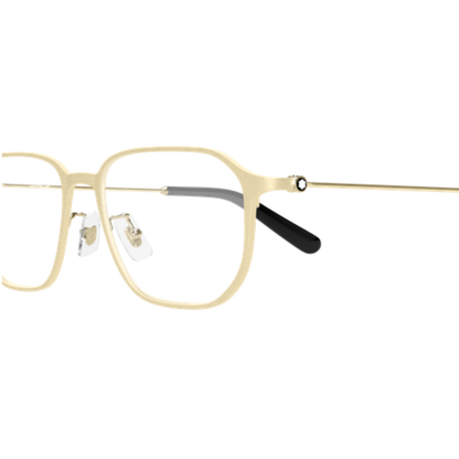 Mont Blanc men's metal geometric full-rim optical frame three-quarter view