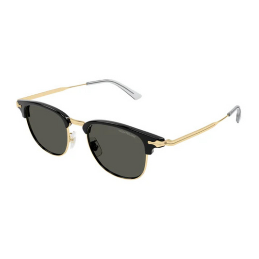 Mont Blanc unisex acetate rectangle Clubmaster sunglasses side temple profile