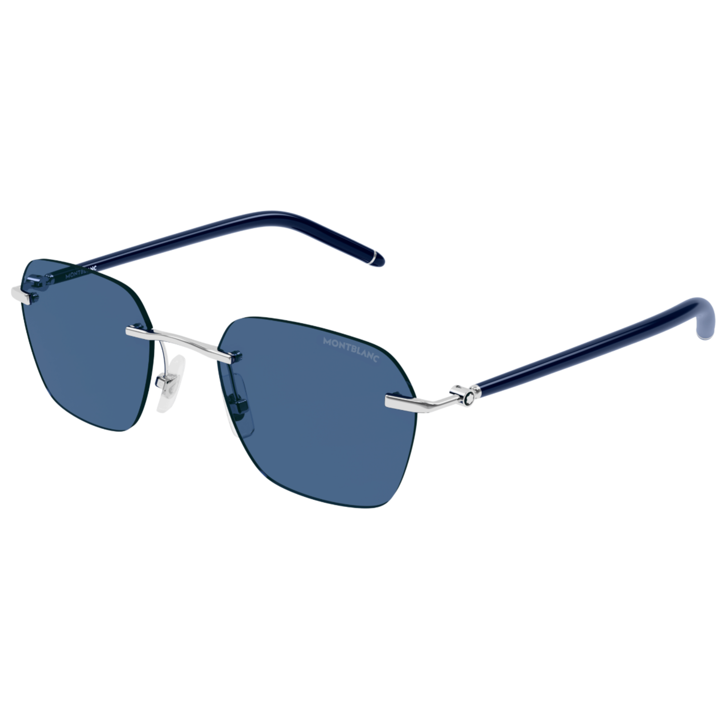 Mont Blanc unisex metal square rimless sunglasses side profile