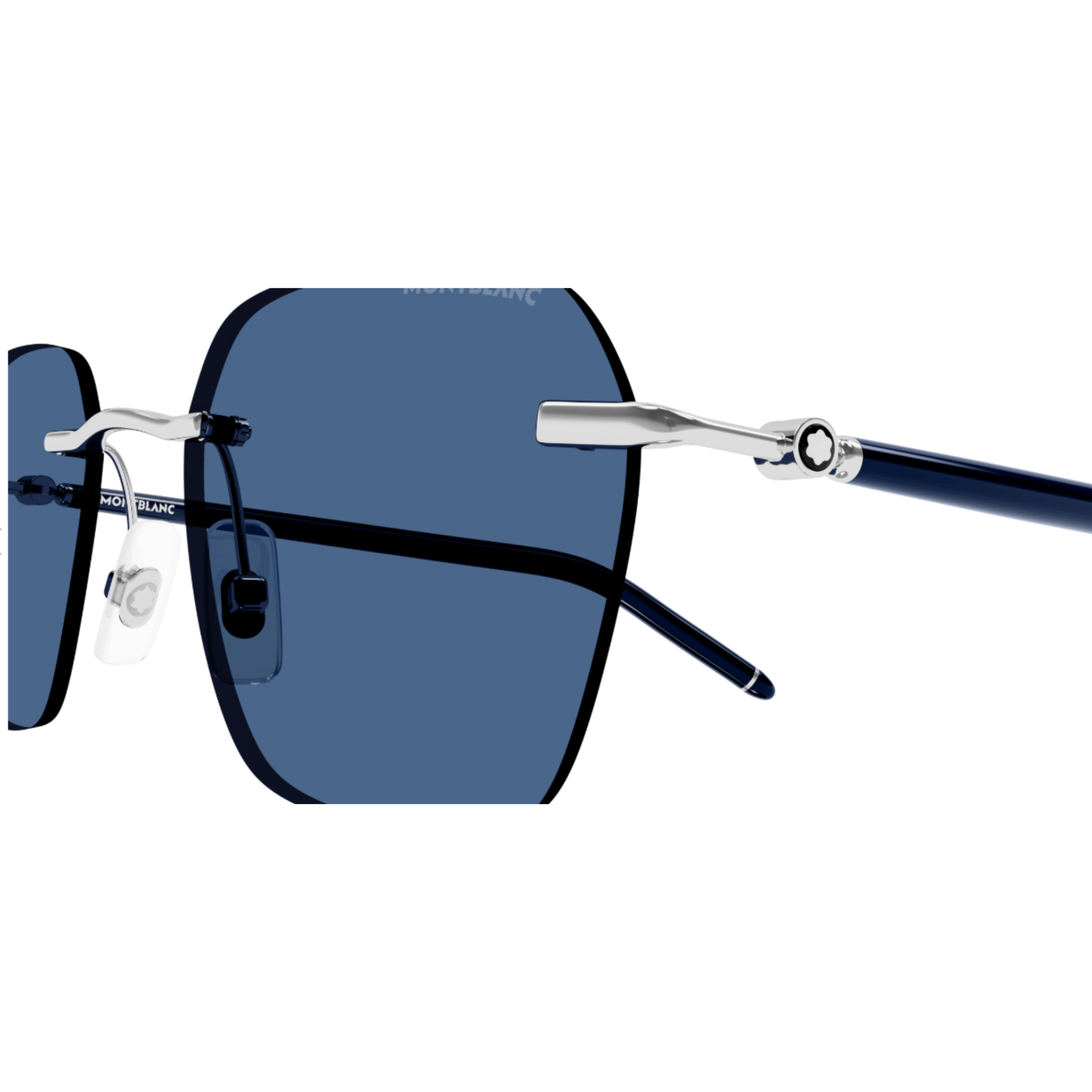 Mont Blanc unisex metal square rimless sunglasses three-quarter view