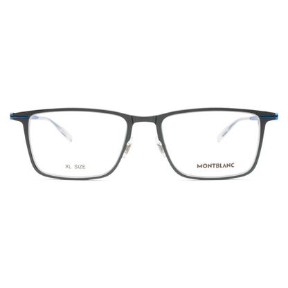 Montblanc MB0285OA men's metal rectangle eyeglasses shown at a three-quarter angle