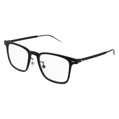 Montblanc MB0395ON men's square injected-front and metal-temple optical frame three-quarter view