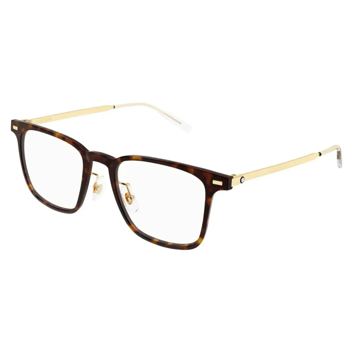 Montblanc MB0395ON men's square injected-front and metal-temple optical frame three-quarter view