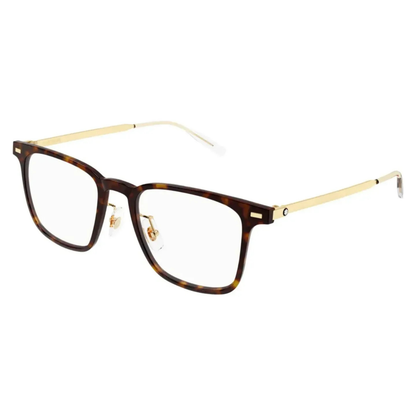 Montblanc MB0395ON men's square injected-front and metal-temple optical frame three-quarter view