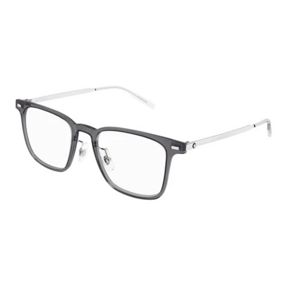 Montblanc MB0395ON men's square injected-front and metal-temple optical frame three-quarter view