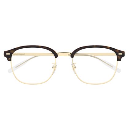 Montblanc MB0446OA Clubmaster optical frame front view with titanium construction